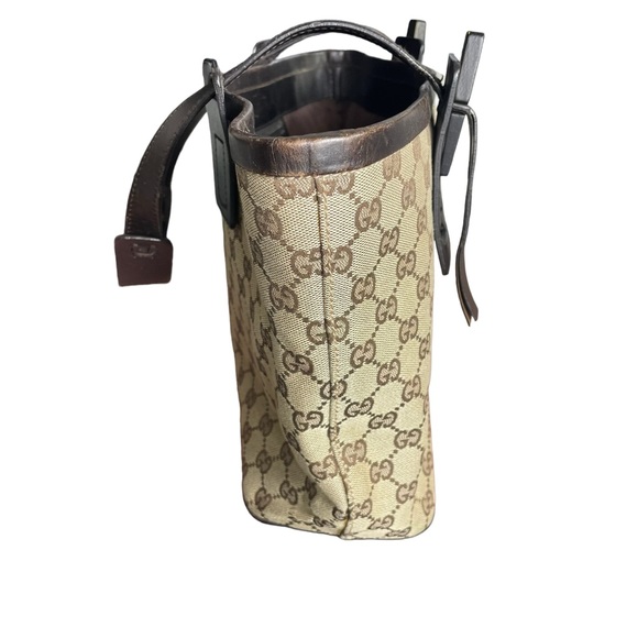 Gucci Leather Trimmed GG Canvas Tote - Picture 6 of 12